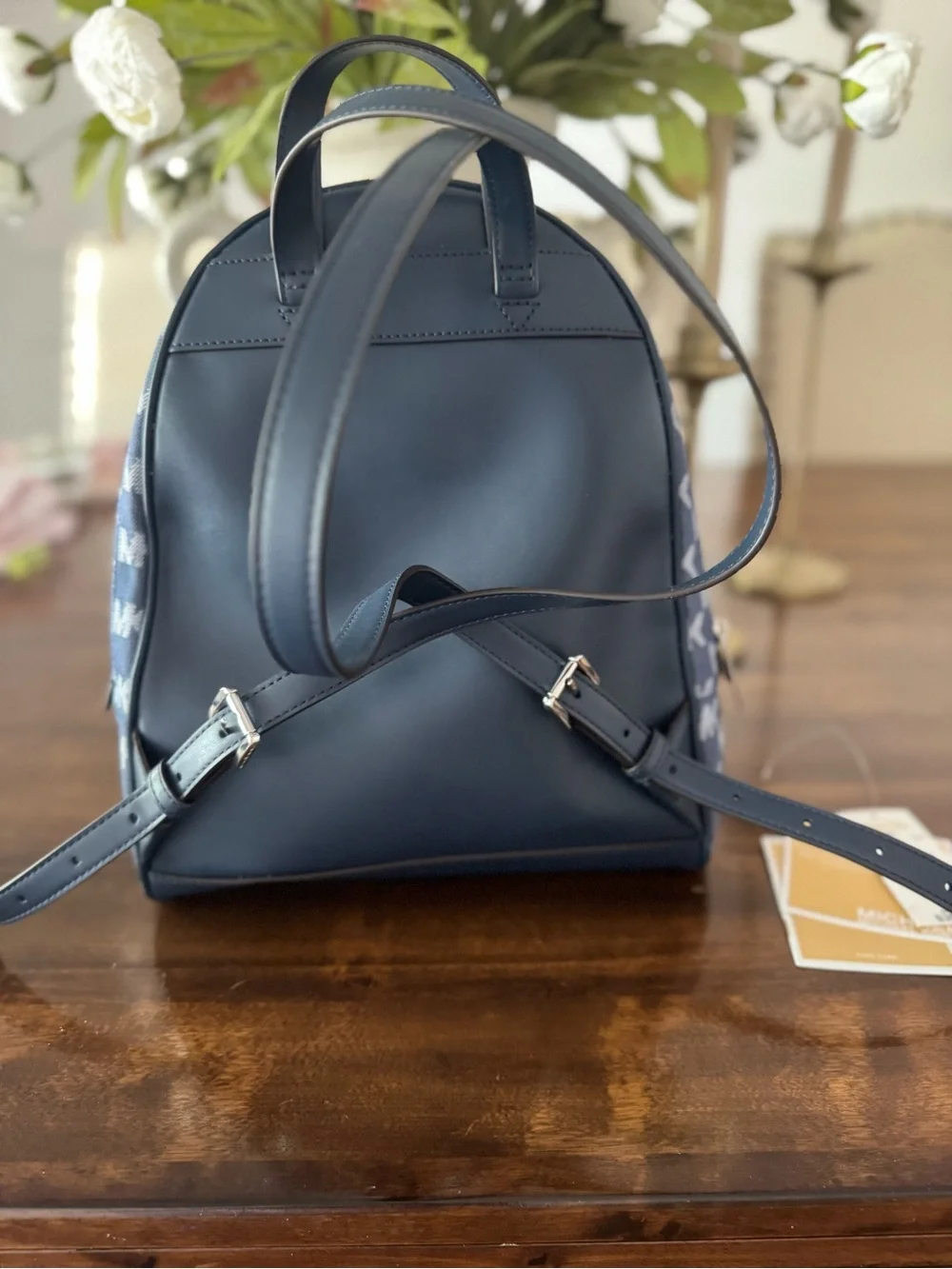 Michael Kors Blue MK Logo Backpack